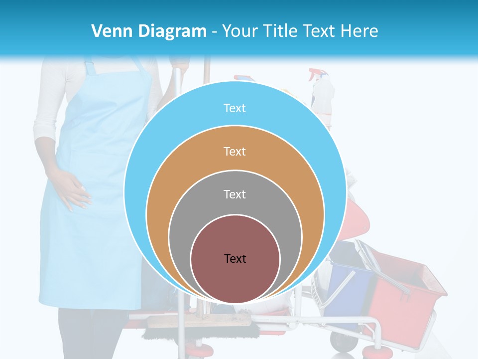 A Woman With A Cleaning Cart And Cleaning Supplies PowerPoint Template