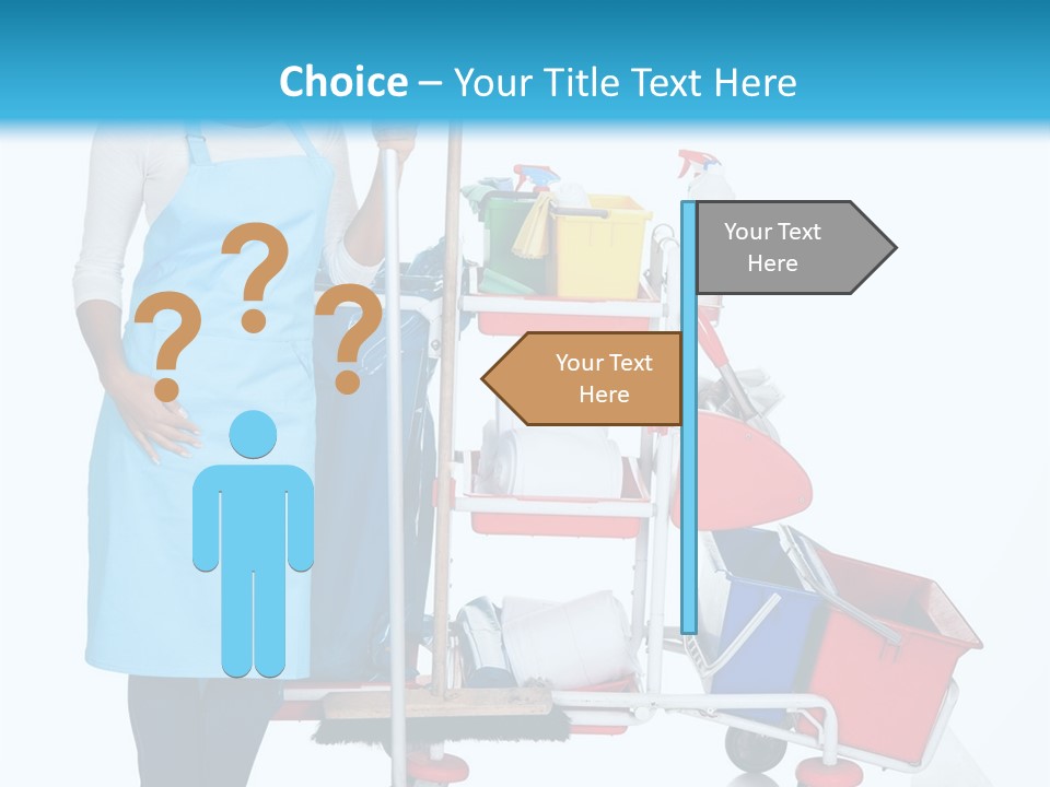 A Woman With A Cleaning Cart And Cleaning Supplies PowerPoint Template