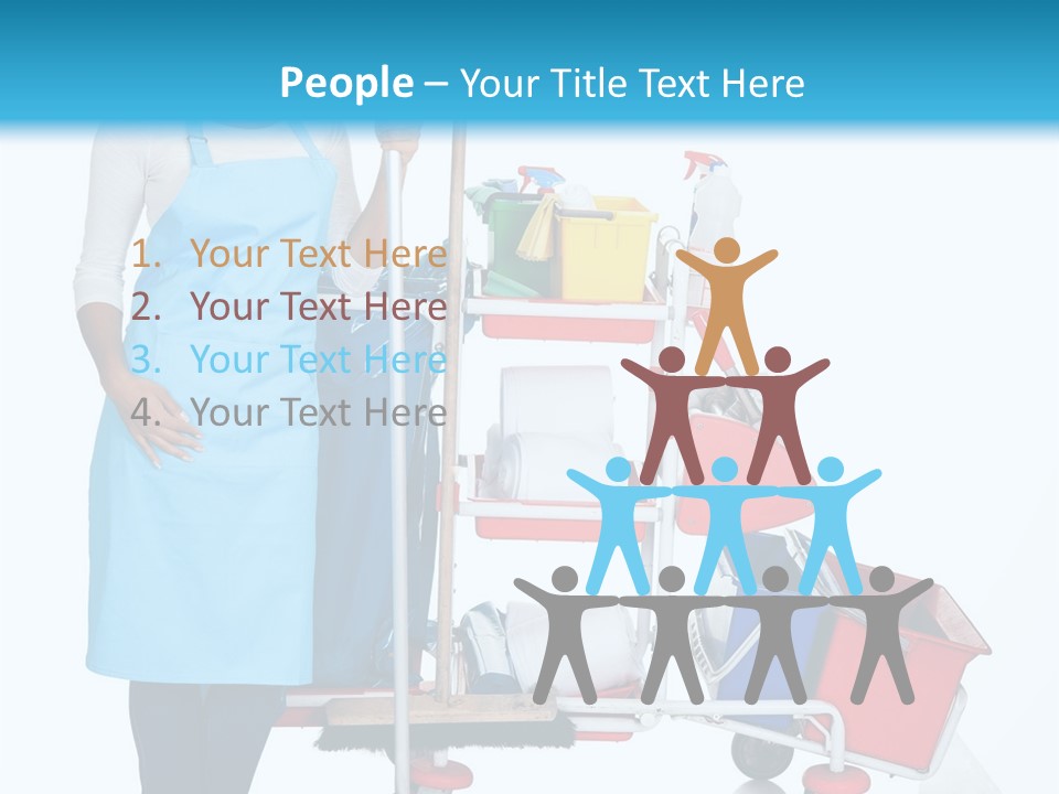 A Woman With A Cleaning Cart And Cleaning Supplies PowerPoint Template