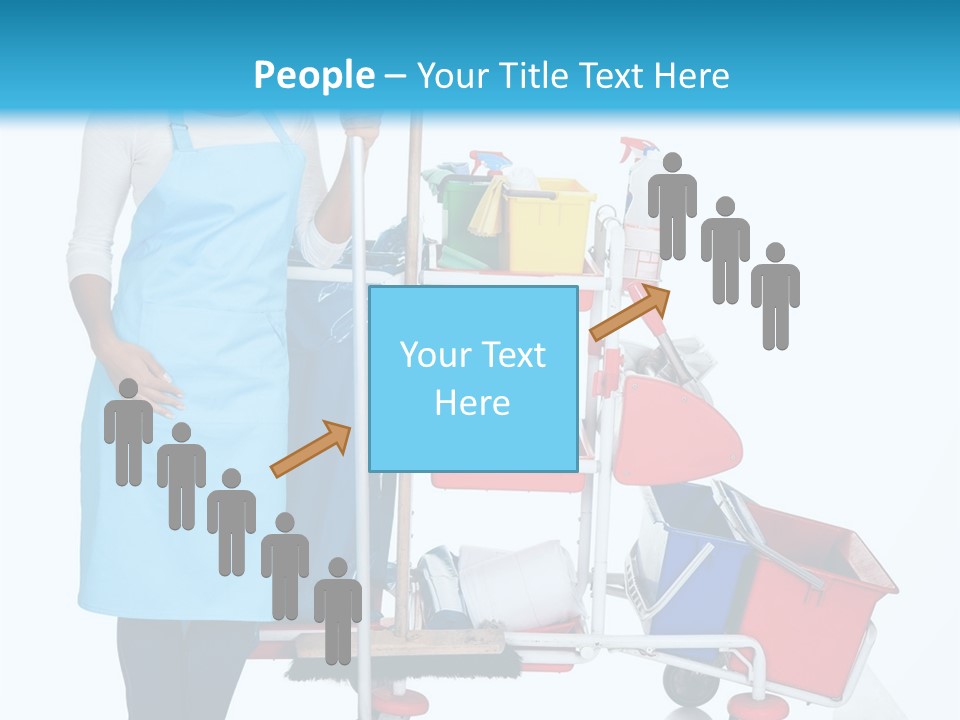 A Woman With A Cleaning Cart And Cleaning Supplies PowerPoint Template