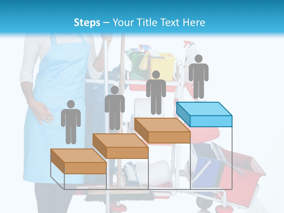 A Woman With A Cleaning Cart And Cleaning Supplies PowerPoint Template