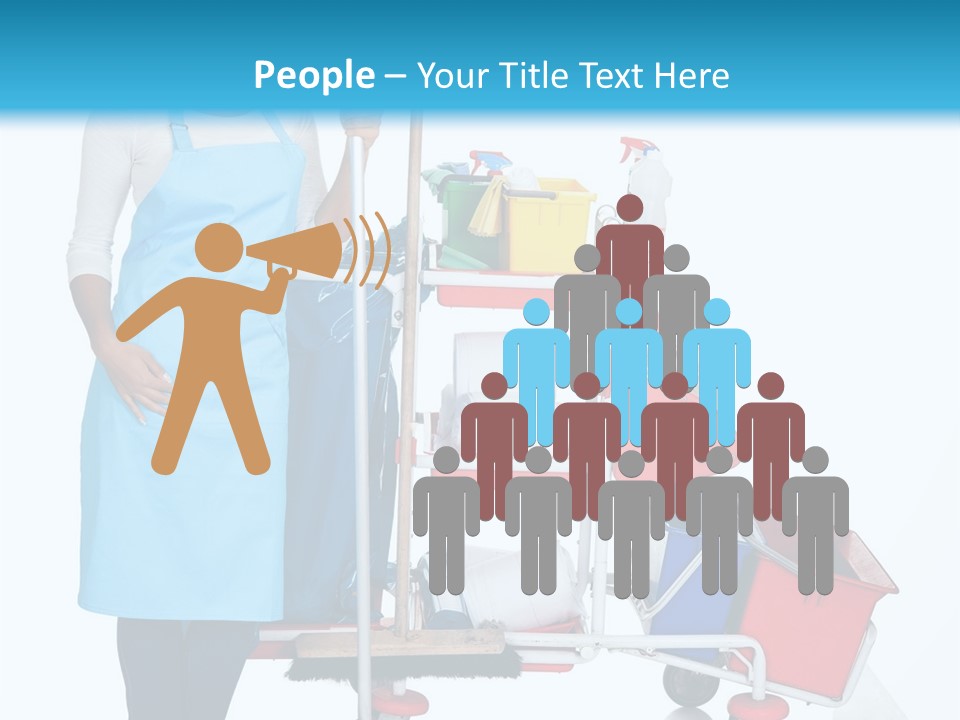 A Woman With A Cleaning Cart And Cleaning Supplies PowerPoint Template