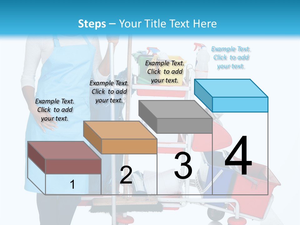A Woman With A Cleaning Cart And Cleaning Supplies PowerPoint Template