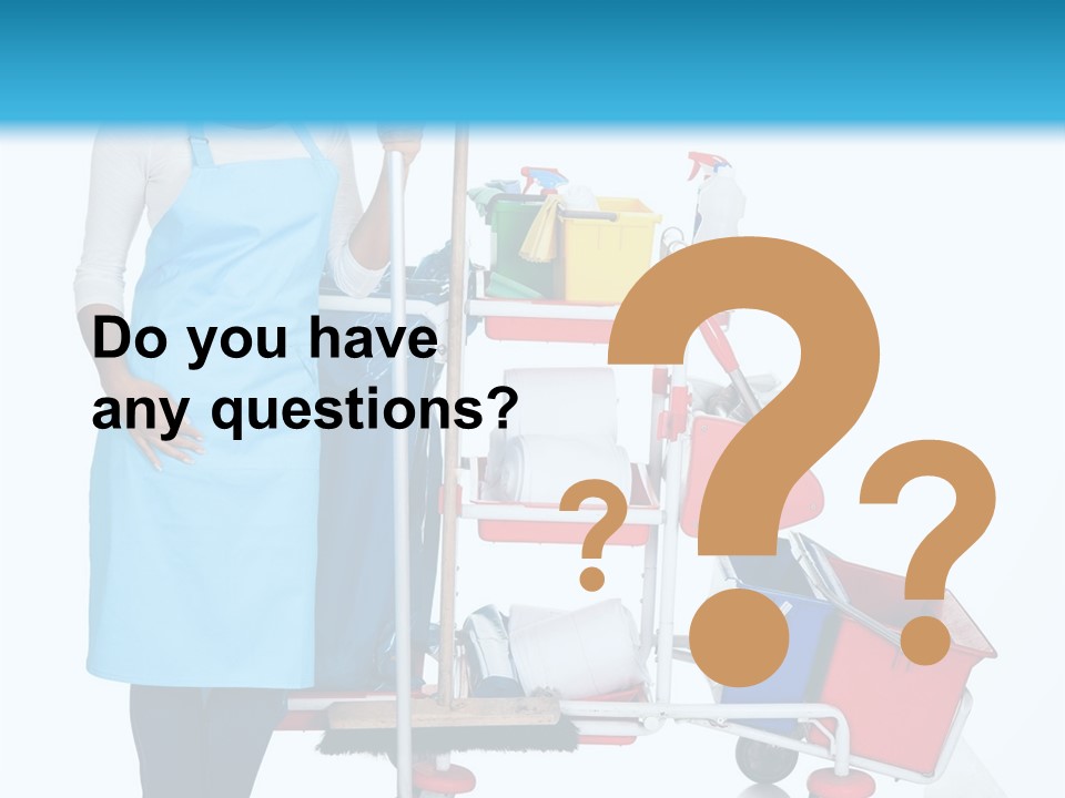 A Woman With A Cleaning Cart And Cleaning Supplies PowerPoint Template