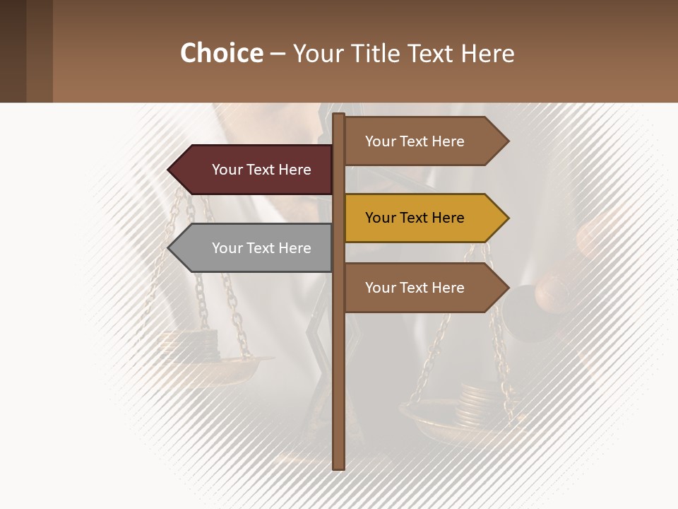 A Man Holding A Scale Of Justice In Front Of His Face PowerPoint Template