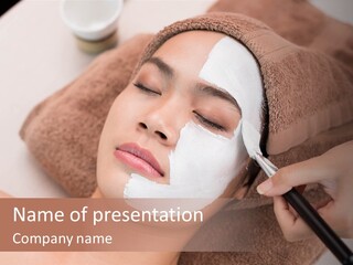 A Woman Getting A Facial Mask On Her Face PowerPoint Template