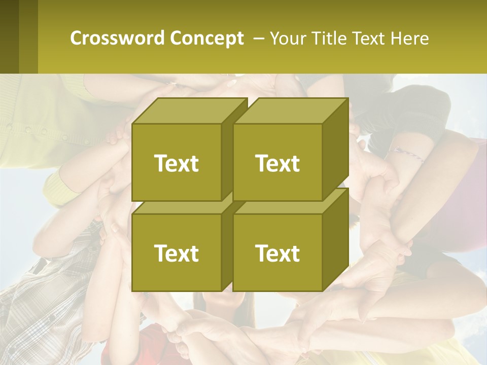 A Group Of People Standing In A Circle With Their Hands Together PowerPoint Template