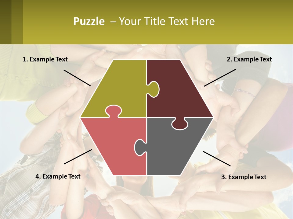 A Group Of People Standing In A Circle With Their Hands Together PowerPoint Template