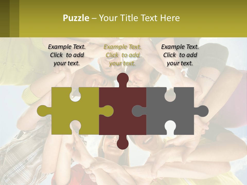 A Group Of People Standing In A Circle With Their Hands Together PowerPoint Template