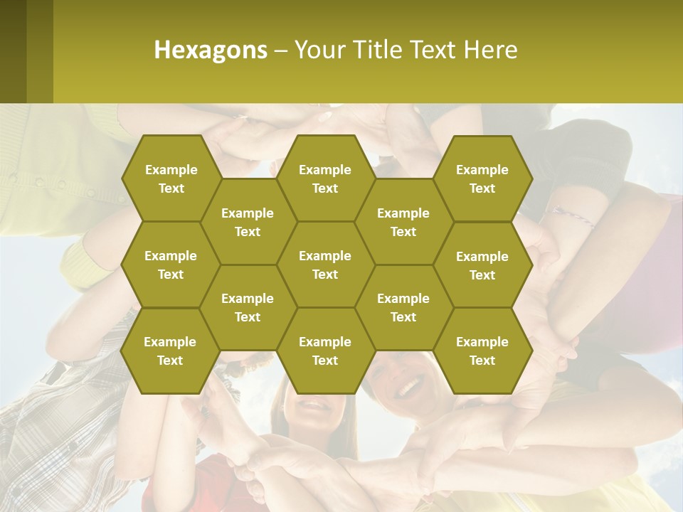 A Group Of People Standing In A Circle With Their Hands Together PowerPoint Template