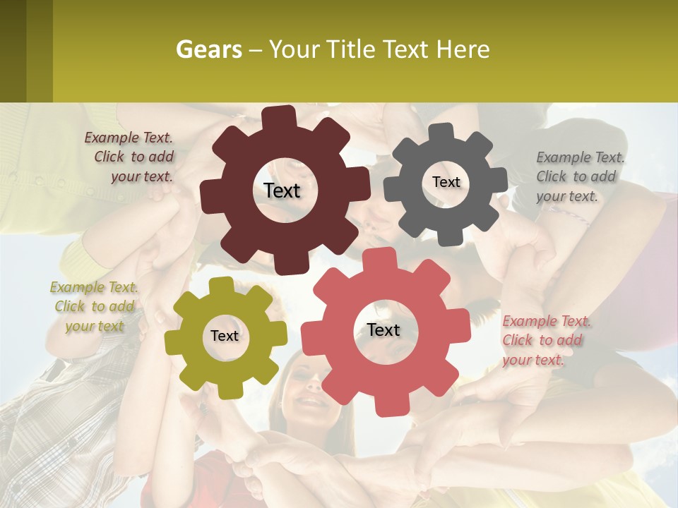 A Group Of People Standing In A Circle With Their Hands Together PowerPoint Template