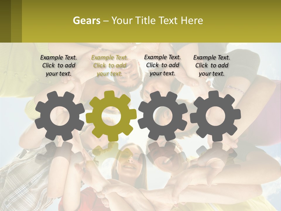 A Group Of People Standing In A Circle With Their Hands Together PowerPoint Template