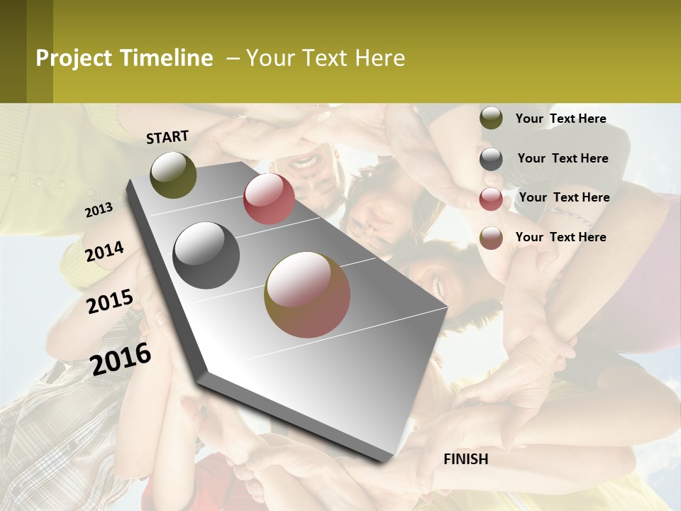 A Group Of People Standing In A Circle With Their Hands Together PowerPoint Template