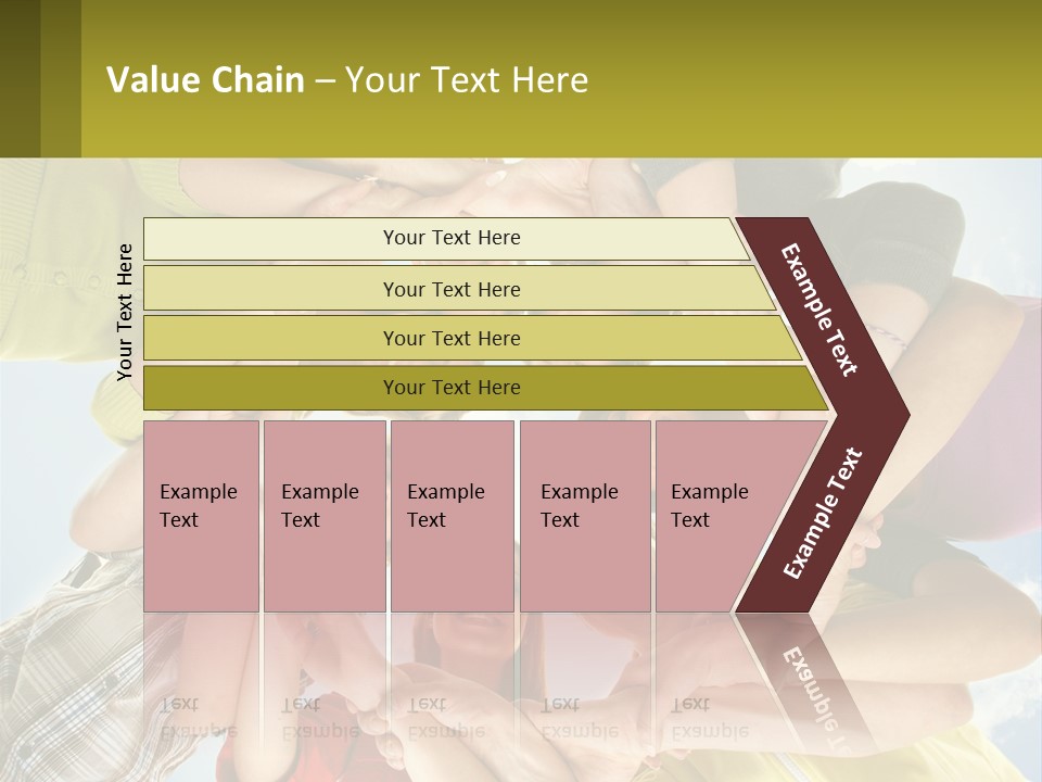 A Group Of People Standing In A Circle With Their Hands Together PowerPoint Template