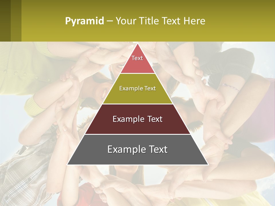 A Group Of People Standing In A Circle With Their Hands Together PowerPoint Template