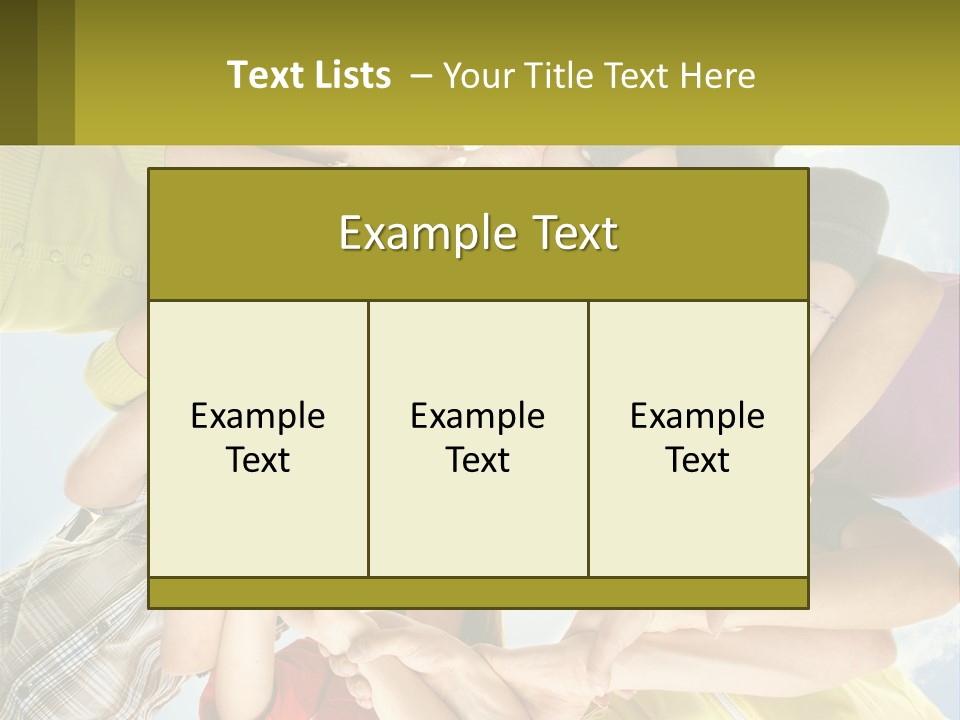A Group Of People Standing In A Circle With Their Hands Together PowerPoint Template