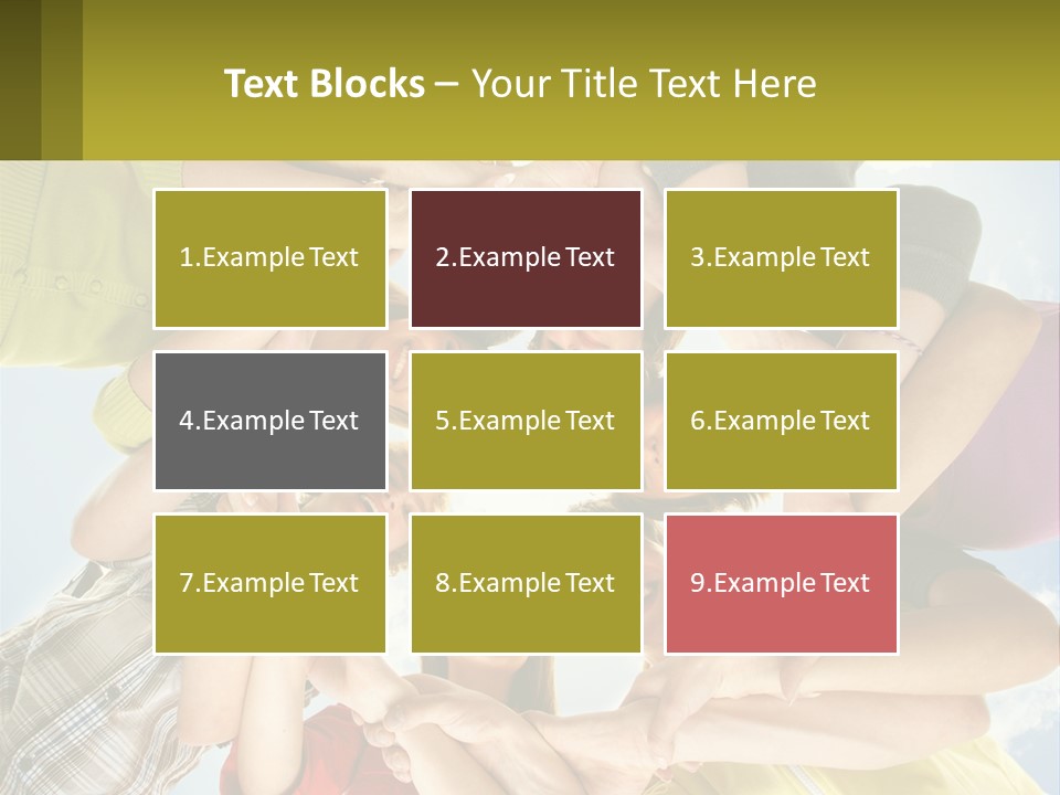A Group Of People Standing In A Circle With Their Hands Together PowerPoint Template