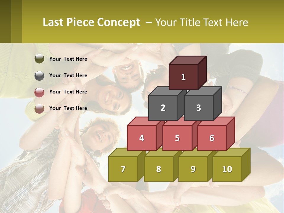 A Group Of People Standing In A Circle With Their Hands Together PowerPoint Template