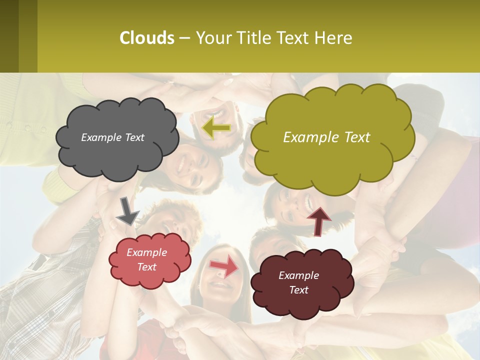 A Group Of People Standing In A Circle With Their Hands Together PowerPoint Template