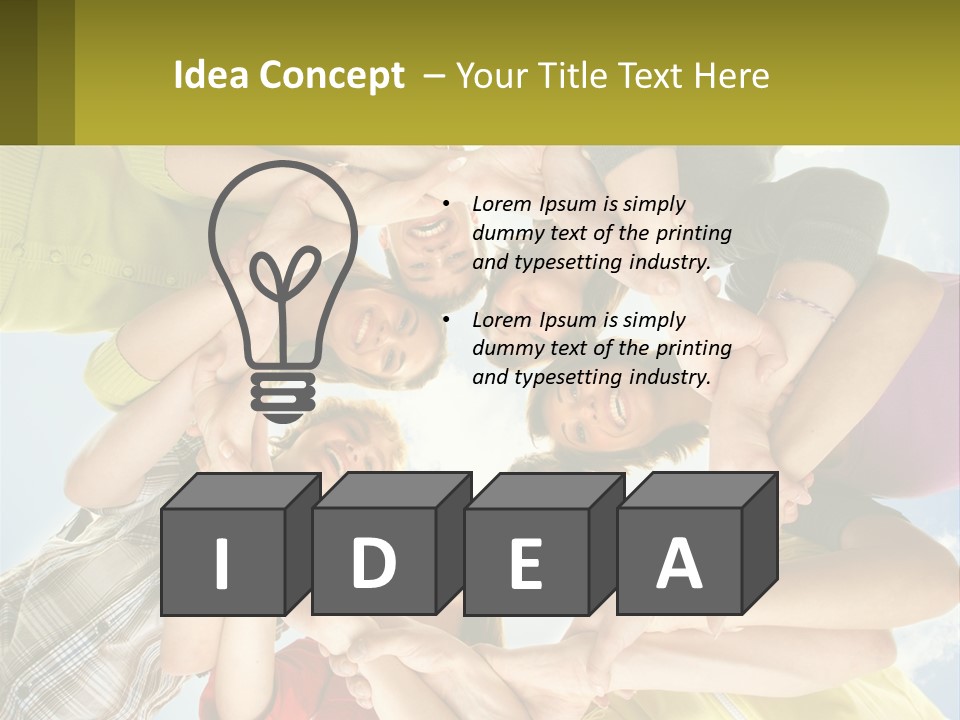 A Group Of People Standing In A Circle With Their Hands Together PowerPoint Template