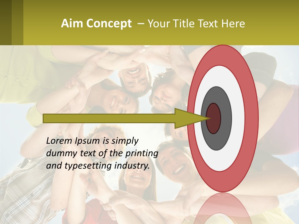 A Group Of People Standing In A Circle With Their Hands Together PowerPoint Template