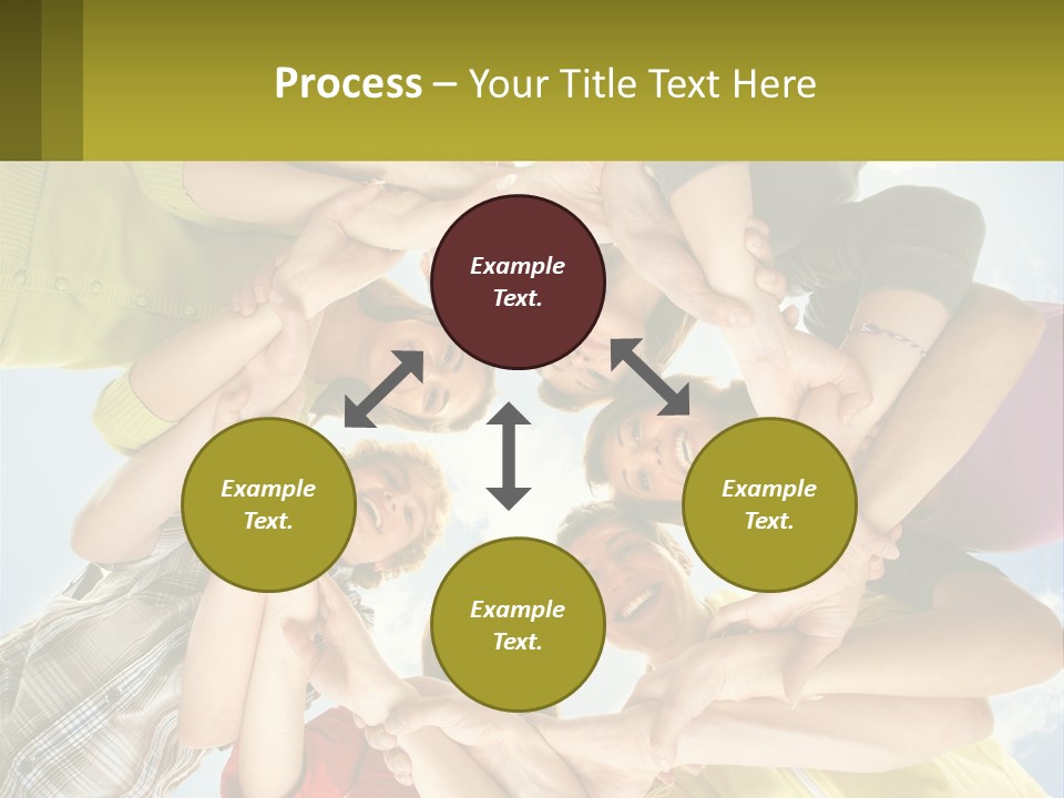 A Group Of People Standing In A Circle With Their Hands Together PowerPoint Template