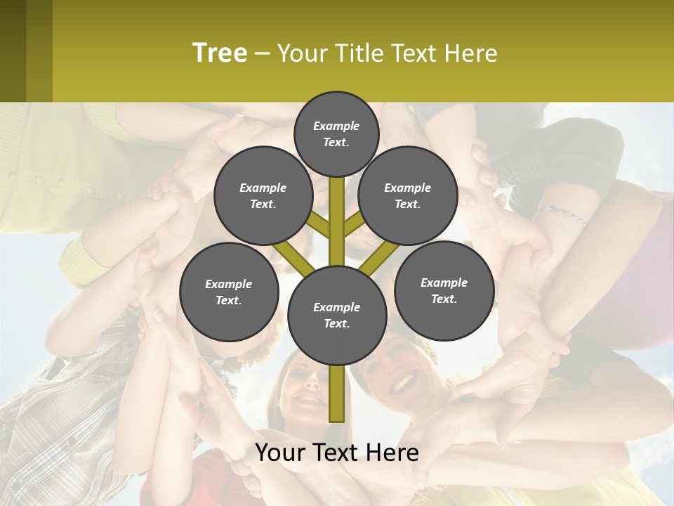 A Group Of People Standing In A Circle With Their Hands Together PowerPoint Template