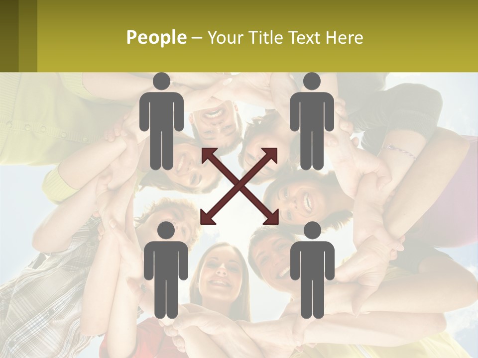 A Group Of People Standing In A Circle With Their Hands Together PowerPoint Template