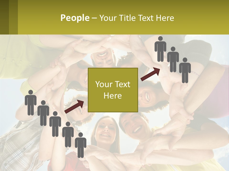 A Group Of People Standing In A Circle With Their Hands Together PowerPoint Template