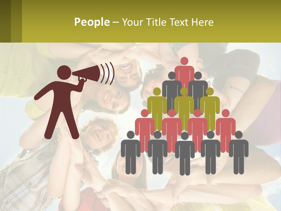 A Group Of People Standing In A Circle With Their Hands Together PowerPoint Template