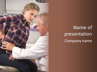 A Woman Sitting Next To A Man In A Dentist's Office PowerPoint Template