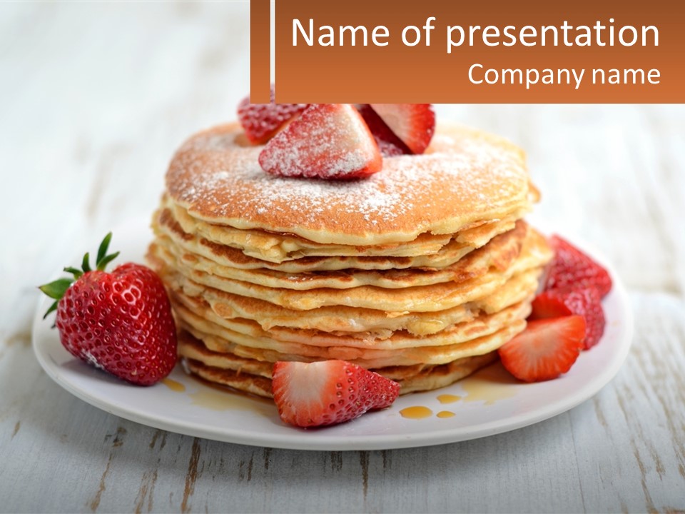 A Stack Of Pancakes With Strawberries On A Plate PowerPoint Template