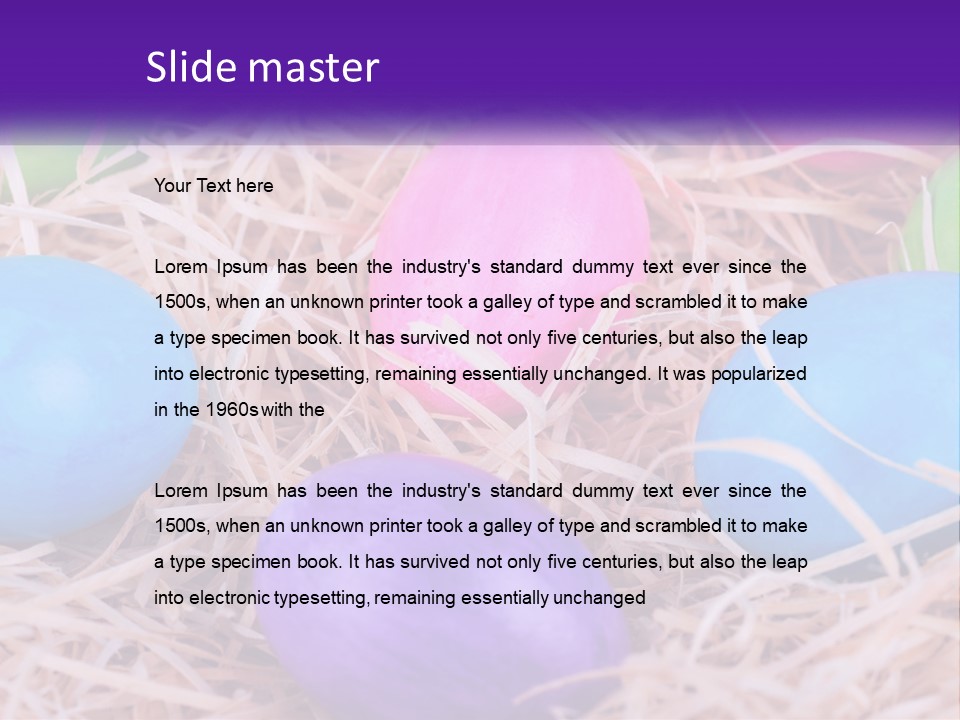 A Bunch Of Colorful Eggs In A Pile Of Straw PowerPoint Template