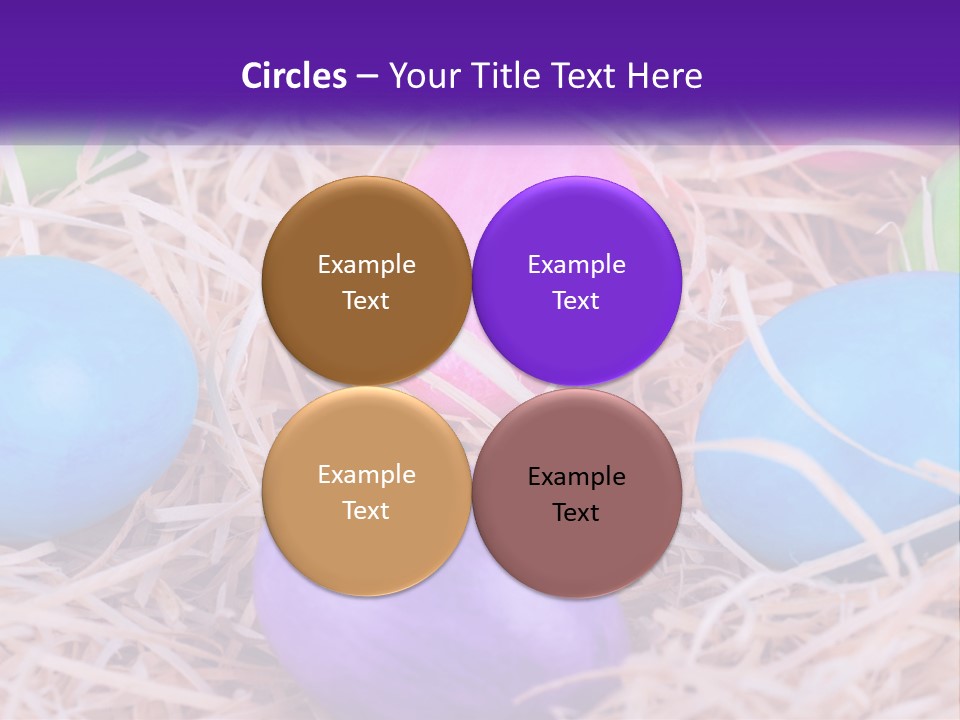 A Bunch Of Colorful Eggs In A Pile Of Straw PowerPoint Template