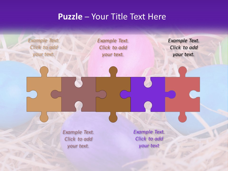 A Bunch Of Colorful Eggs In A Pile Of Straw PowerPoint Template