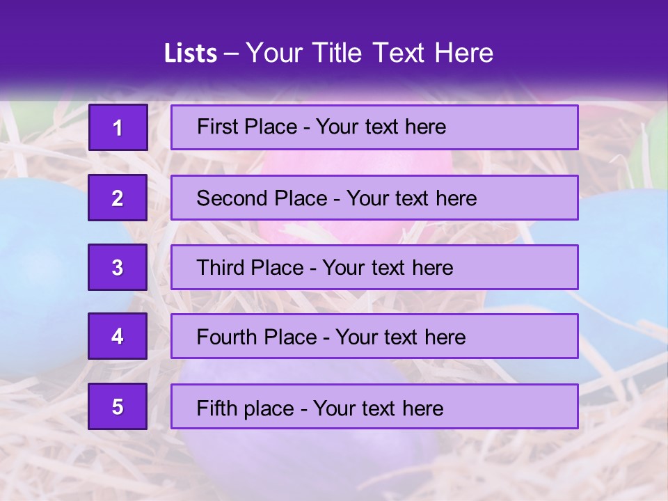 A Bunch Of Colorful Eggs In A Pile Of Straw PowerPoint Template