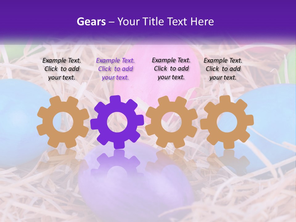 A Bunch Of Colorful Eggs In A Pile Of Straw PowerPoint Template