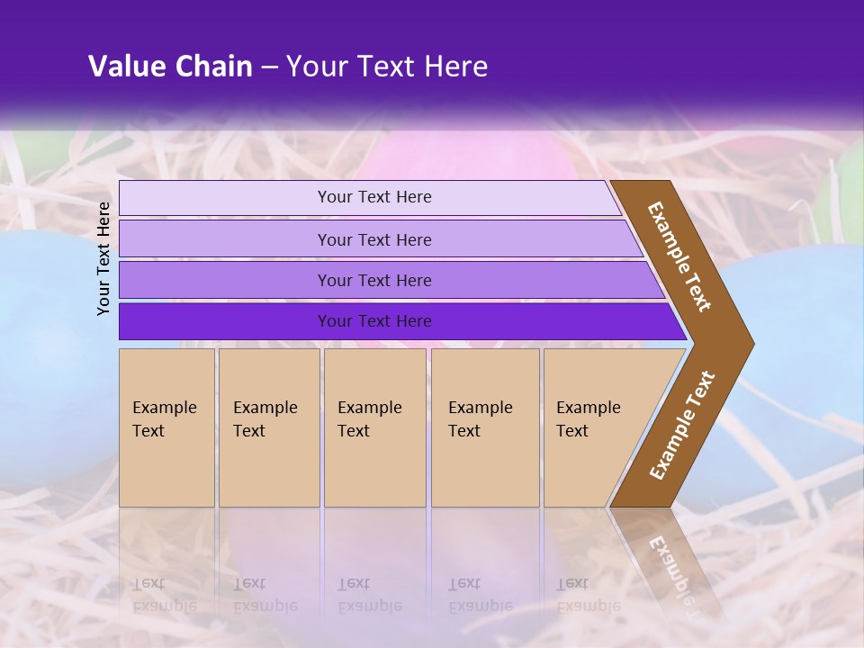 A Bunch Of Colorful Eggs In A Pile Of Straw PowerPoint Template