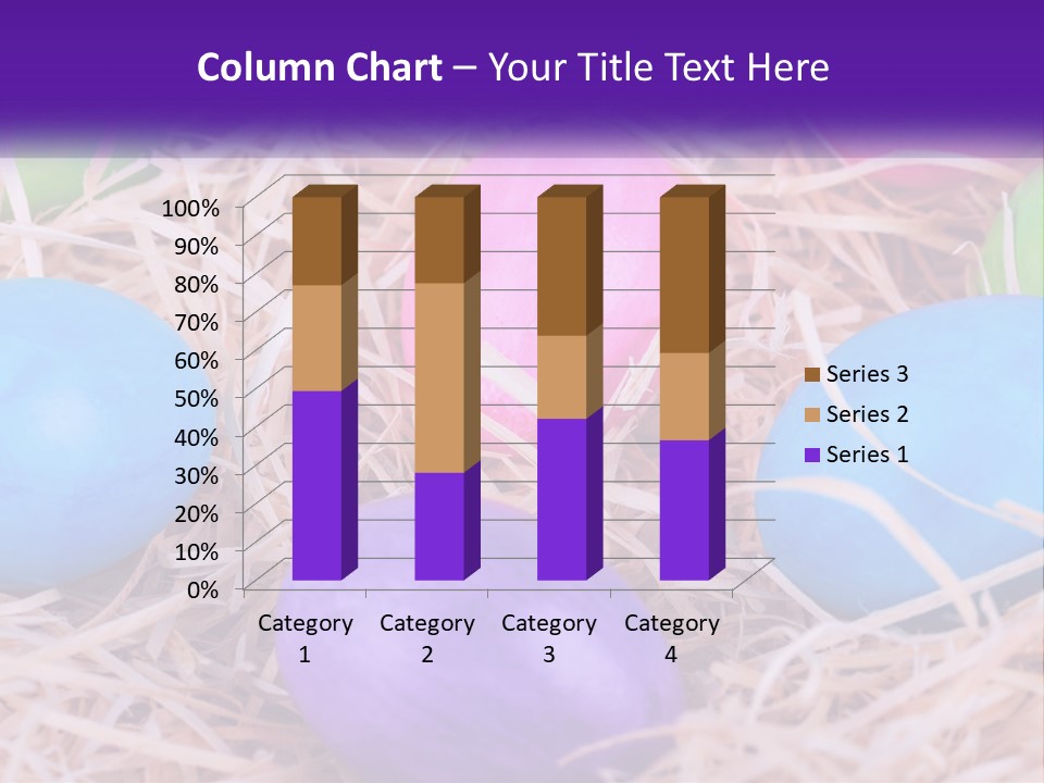 A Bunch Of Colorful Eggs In A Pile Of Straw PowerPoint Template