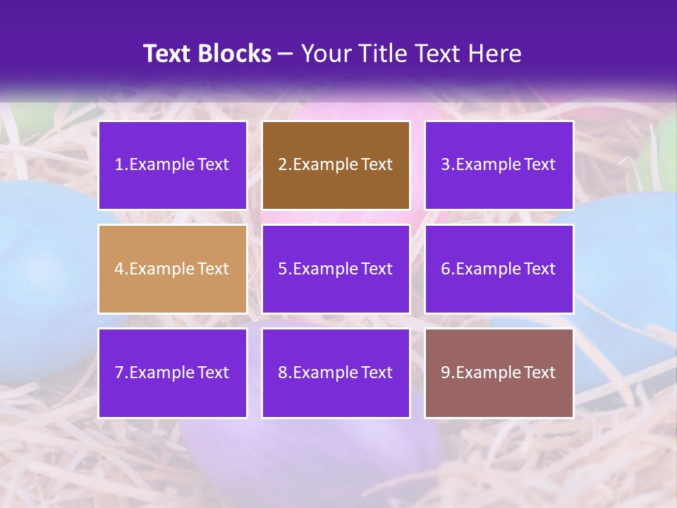 A Bunch Of Colorful Eggs In A Pile Of Straw PowerPoint Template