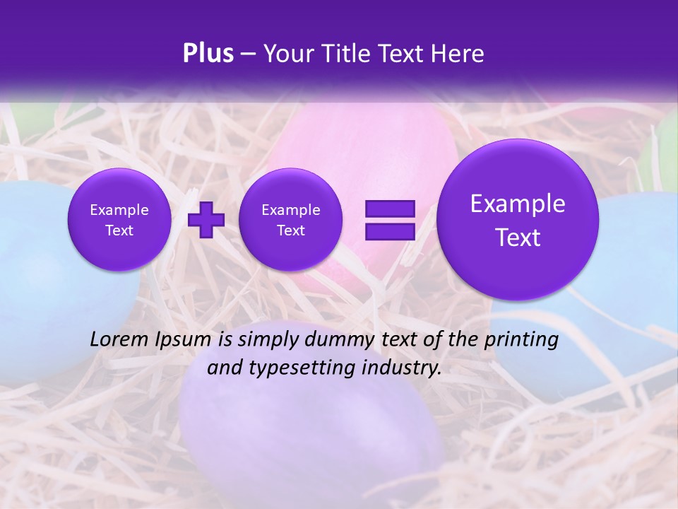 A Bunch Of Colorful Eggs In A Pile Of Straw PowerPoint Template