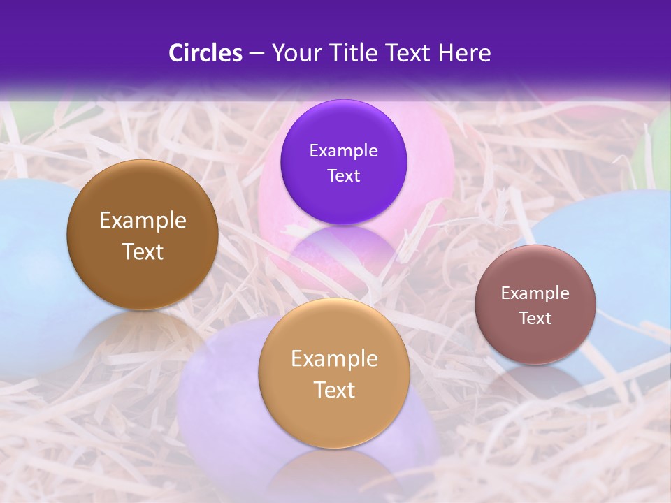 A Bunch Of Colorful Eggs In A Pile Of Straw PowerPoint Template