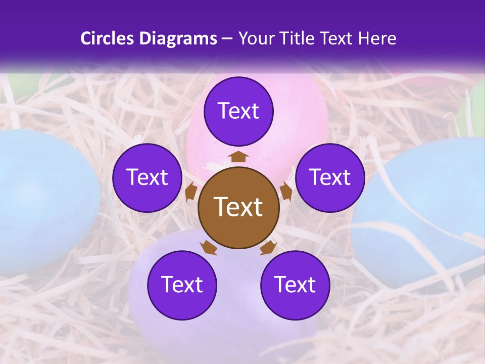 A Bunch Of Colorful Eggs In A Pile Of Straw PowerPoint Template