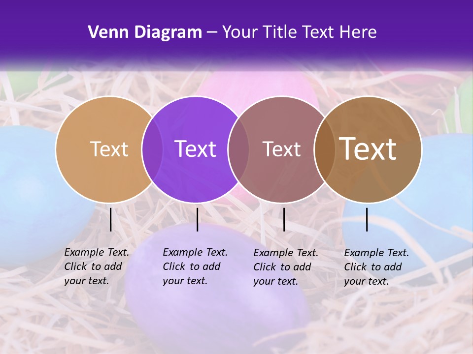 A Bunch Of Colorful Eggs In A Pile Of Straw PowerPoint Template