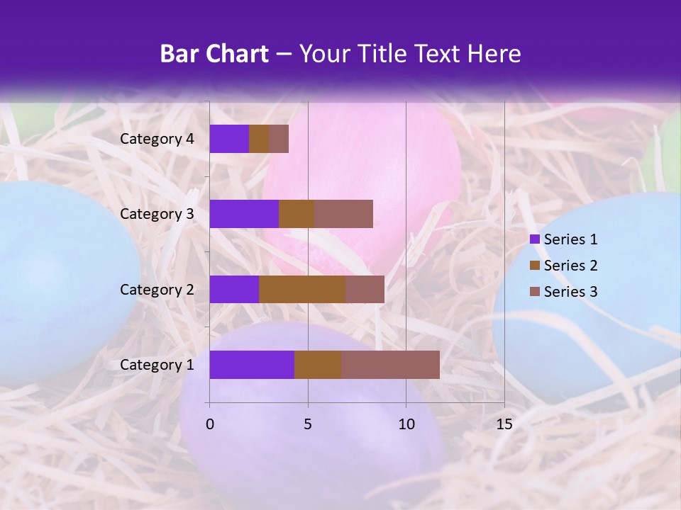 A Bunch Of Colorful Eggs In A Pile Of Straw PowerPoint Template