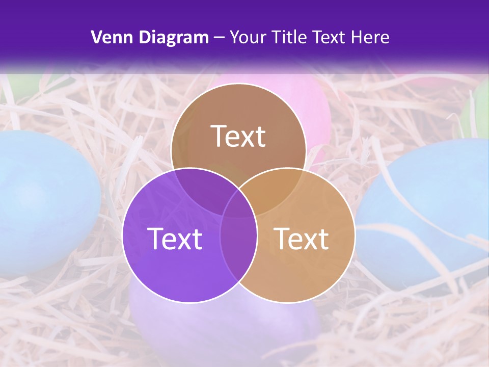 A Bunch Of Colorful Eggs In A Pile Of Straw PowerPoint Template