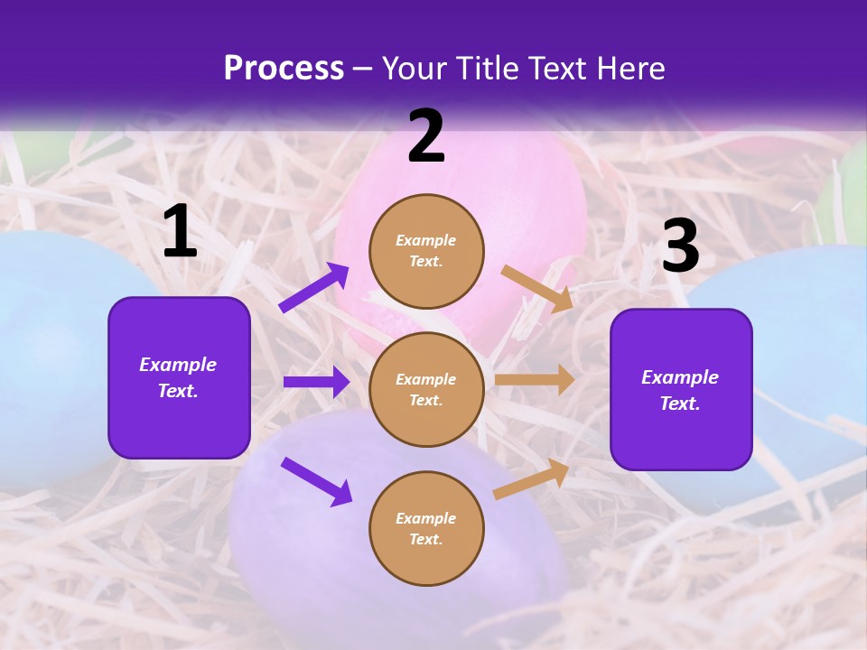 A Bunch Of Colorful Eggs In A Pile Of Straw PowerPoint Template