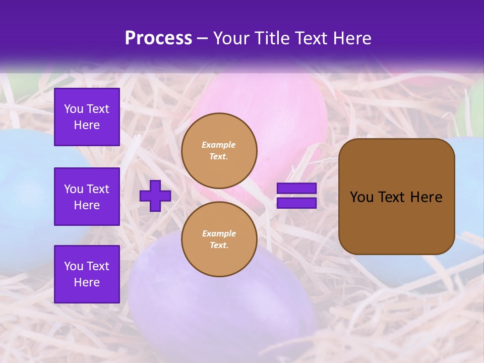 A Bunch Of Colorful Eggs In A Pile Of Straw PowerPoint Template