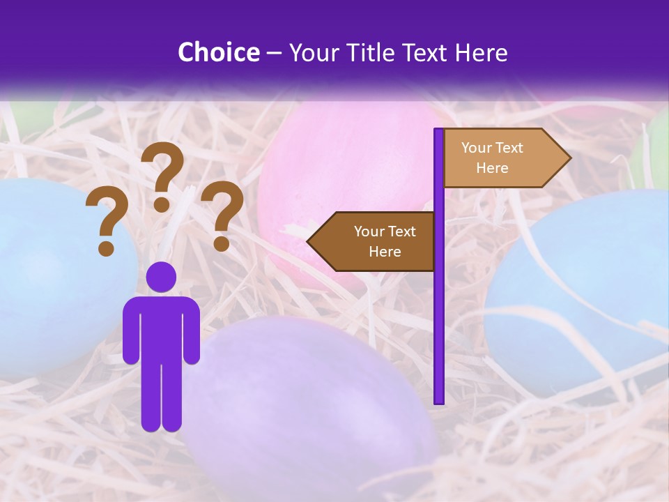 A Bunch Of Colorful Eggs In A Pile Of Straw PowerPoint Template