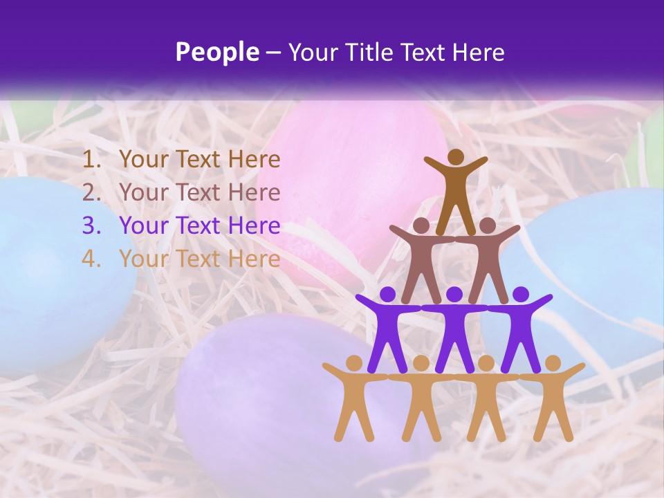 A Bunch Of Colorful Eggs In A Pile Of Straw PowerPoint Template
